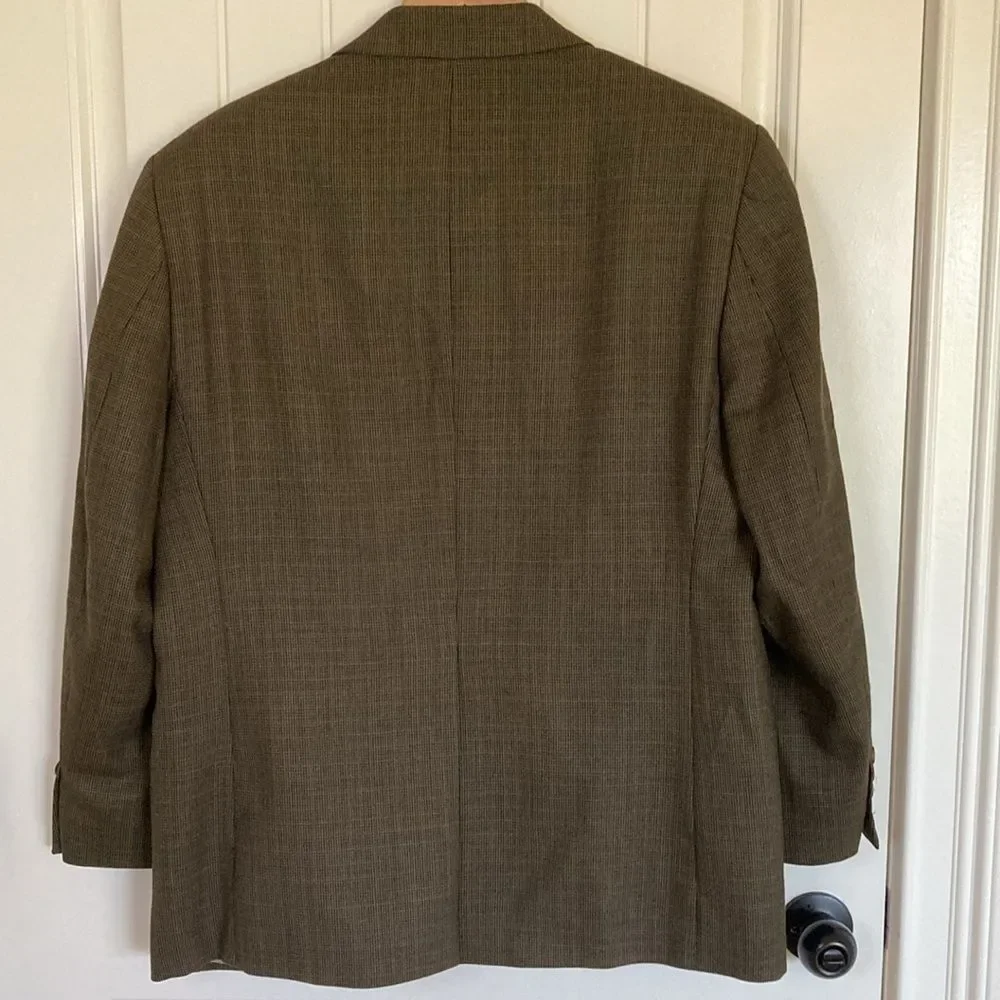Lauren Ralph Lauren Mens Sport Coat Blazer 40S Brown Tattersall Wool‎
